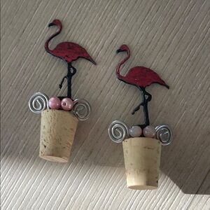 Flamingo Wine Bottle Stoppers - Red and Silver